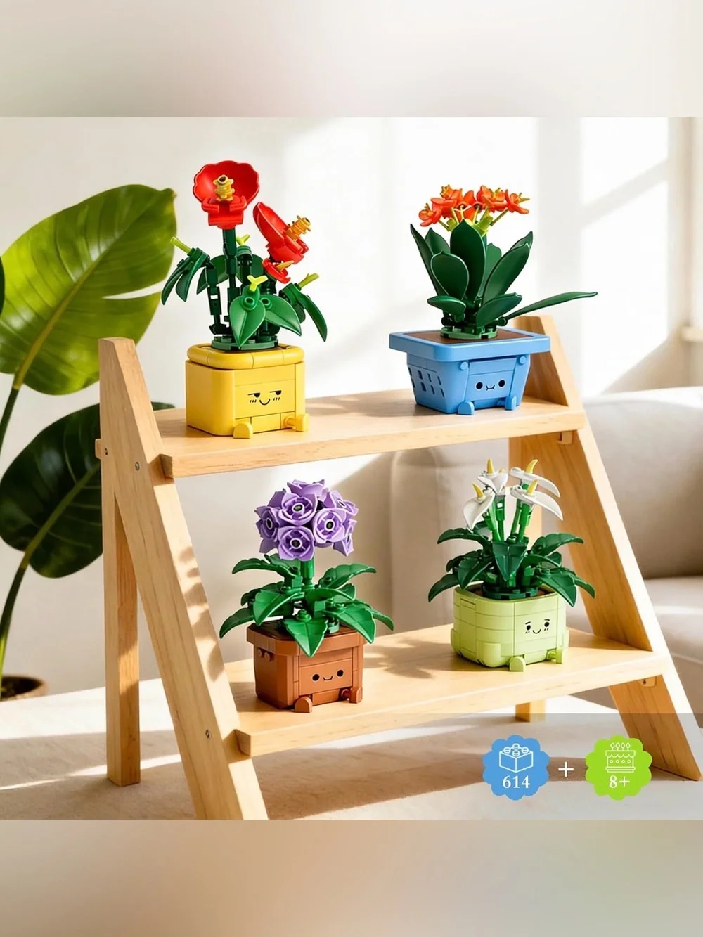 Flower Building Kit for Adults, 614 Pcs Happy Plants Flowers Set
